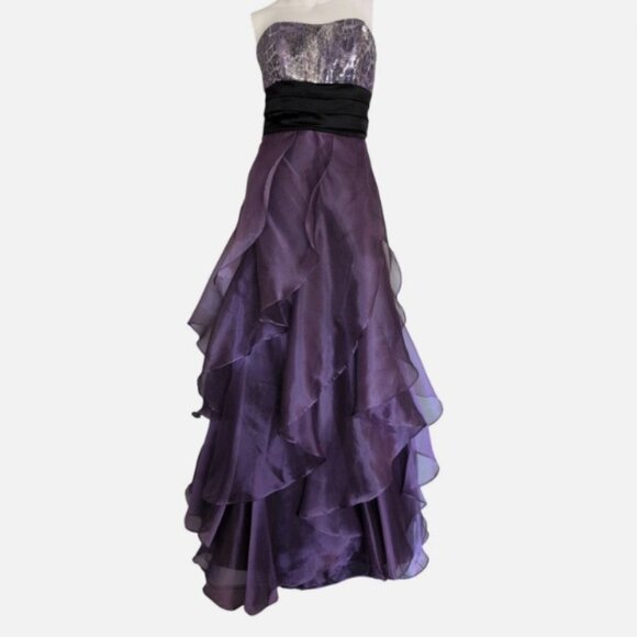 ELEGANT Strapless Sequin 2 PC Dress | 12 | Mini & Overskirt | EUC | PROM READY - Picture 2 of 12